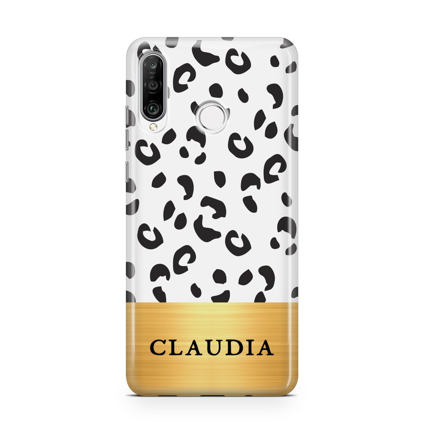 Personalised Animal Print Gold With Name Huawei P30 Lite Phone Case