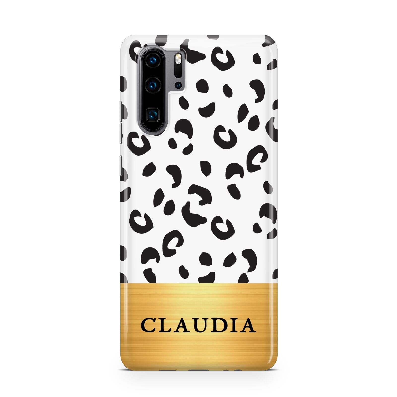 Personalised Animal Print Gold With Name Huawei P30 Pro Phone Case