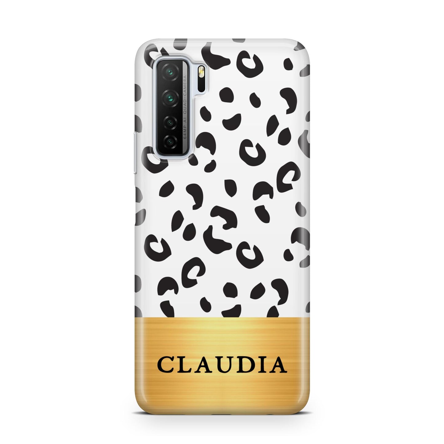 Personalised Animal Print Gold With Name Huawei P40 Lite 5G Phone Case