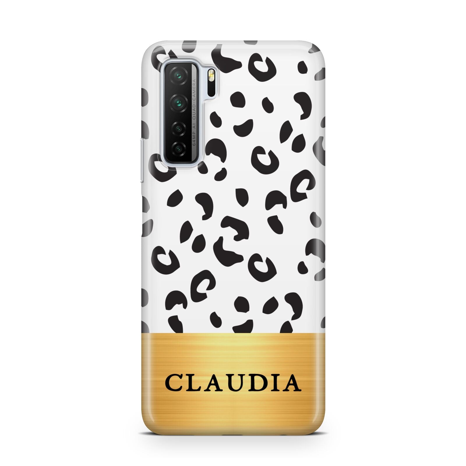 Personalised Animal Print Gold With Name Huawei P40 Lite 5G Phone Case
