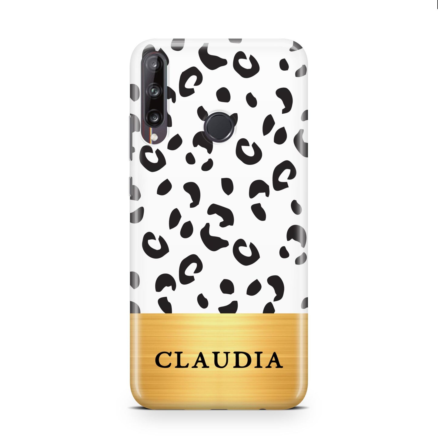 Personalised Animal Print Gold With Name Huawei P40 Lite E Phone Case