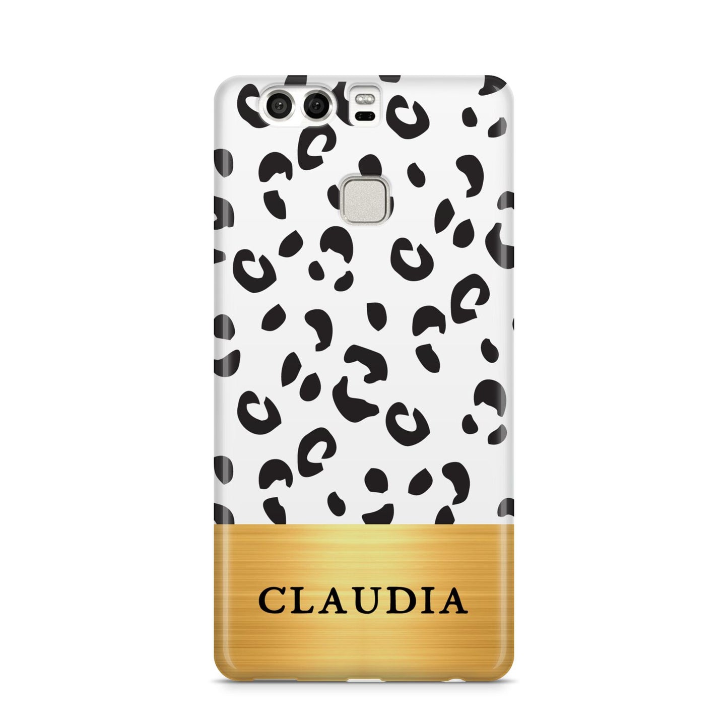 Personalised Animal Print Gold With Name Huawei P9 Case