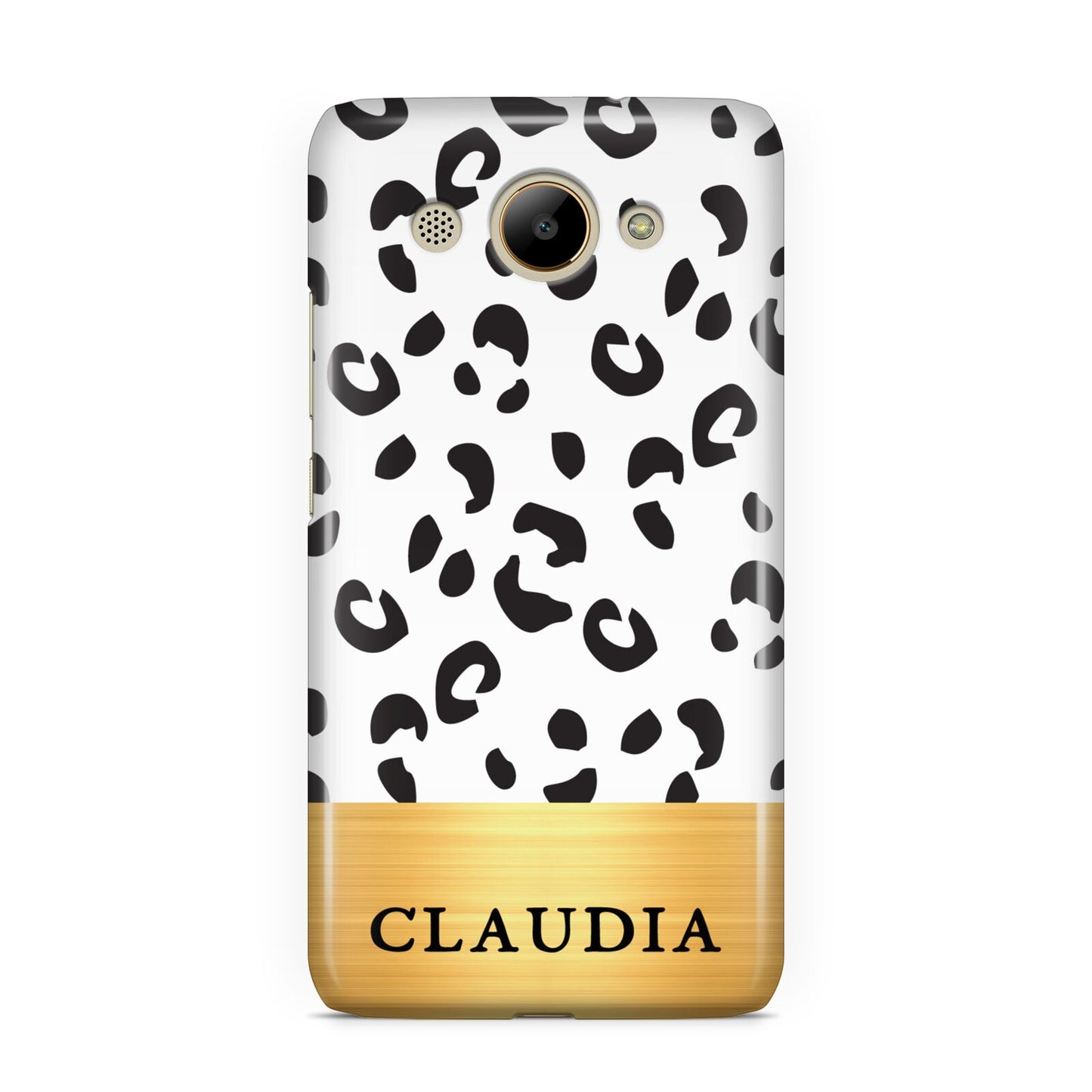 Personalised Animal Print Gold With Name Huawei Y3 2017