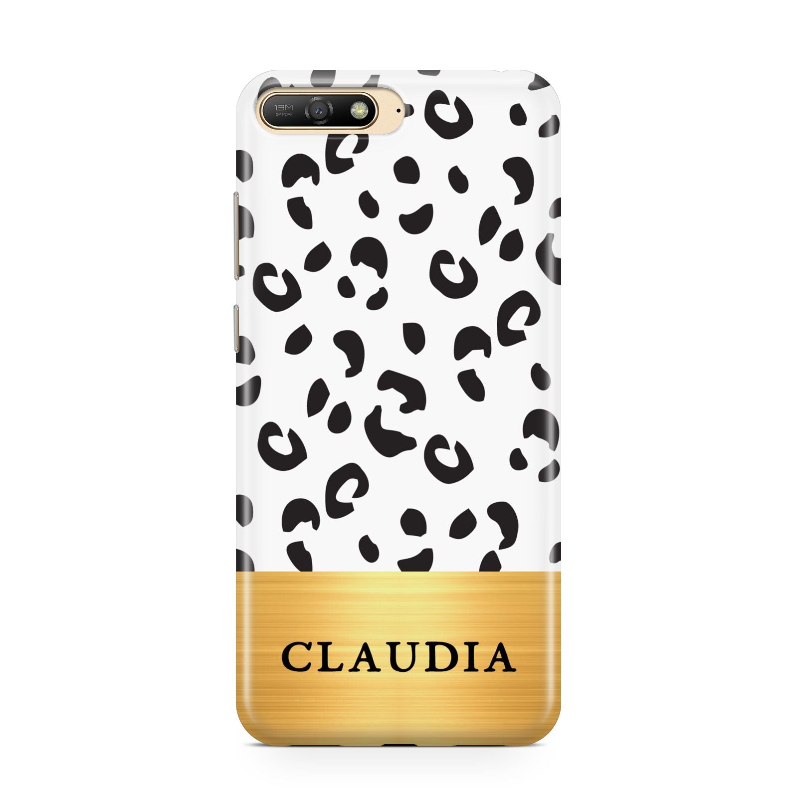 Personalised Animal Print Gold With Name Huawei Y6 2018