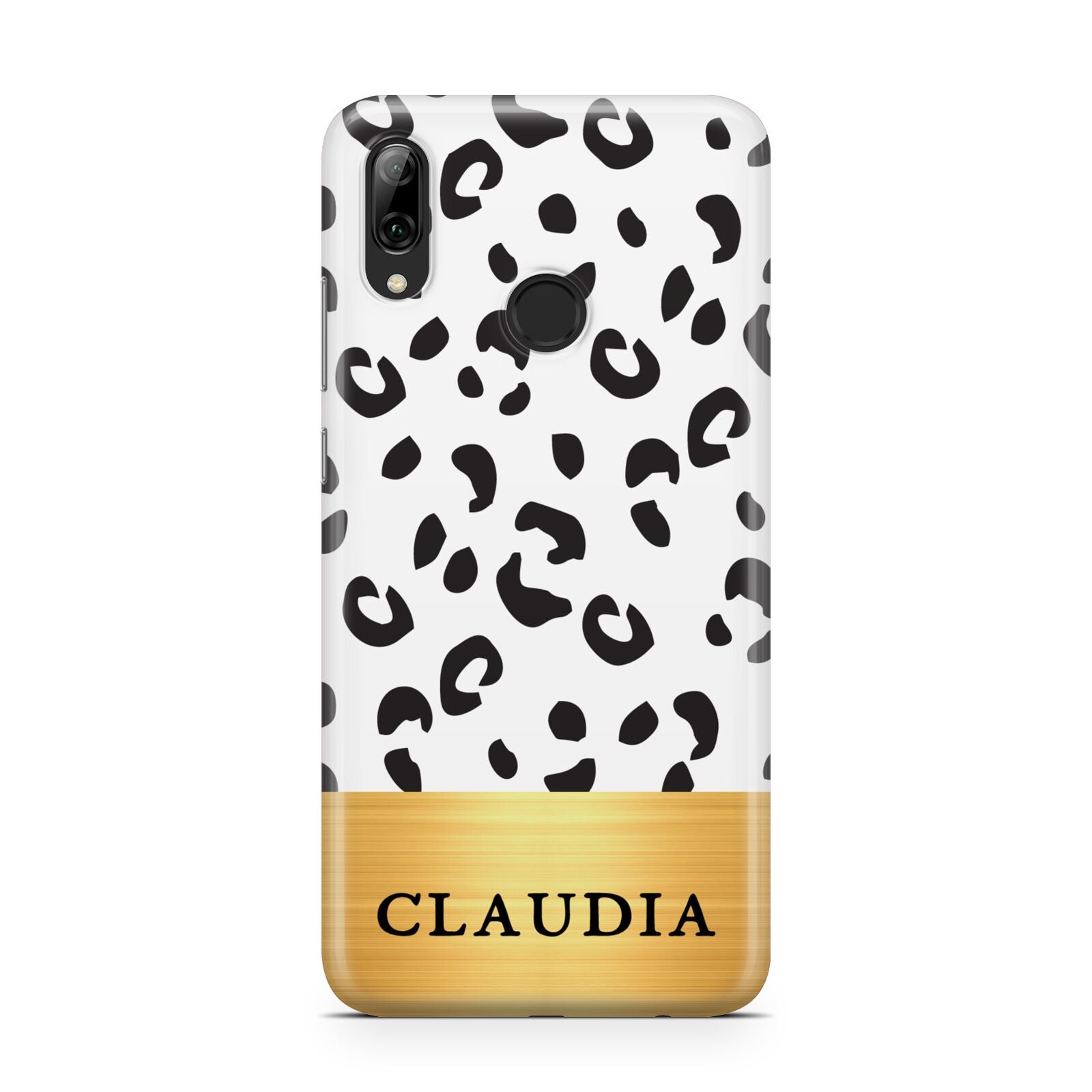 Personalised Animal Print Gold With Name Huawei Y7 2019