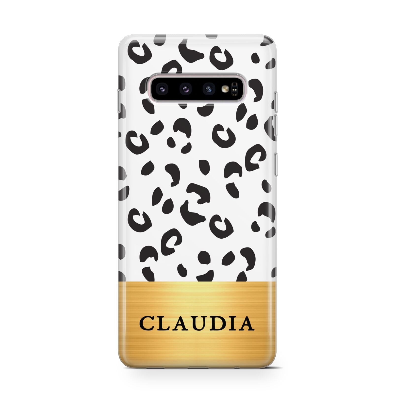 Personalised Animal Print Gold With Name Protective Samsung Galaxy Case