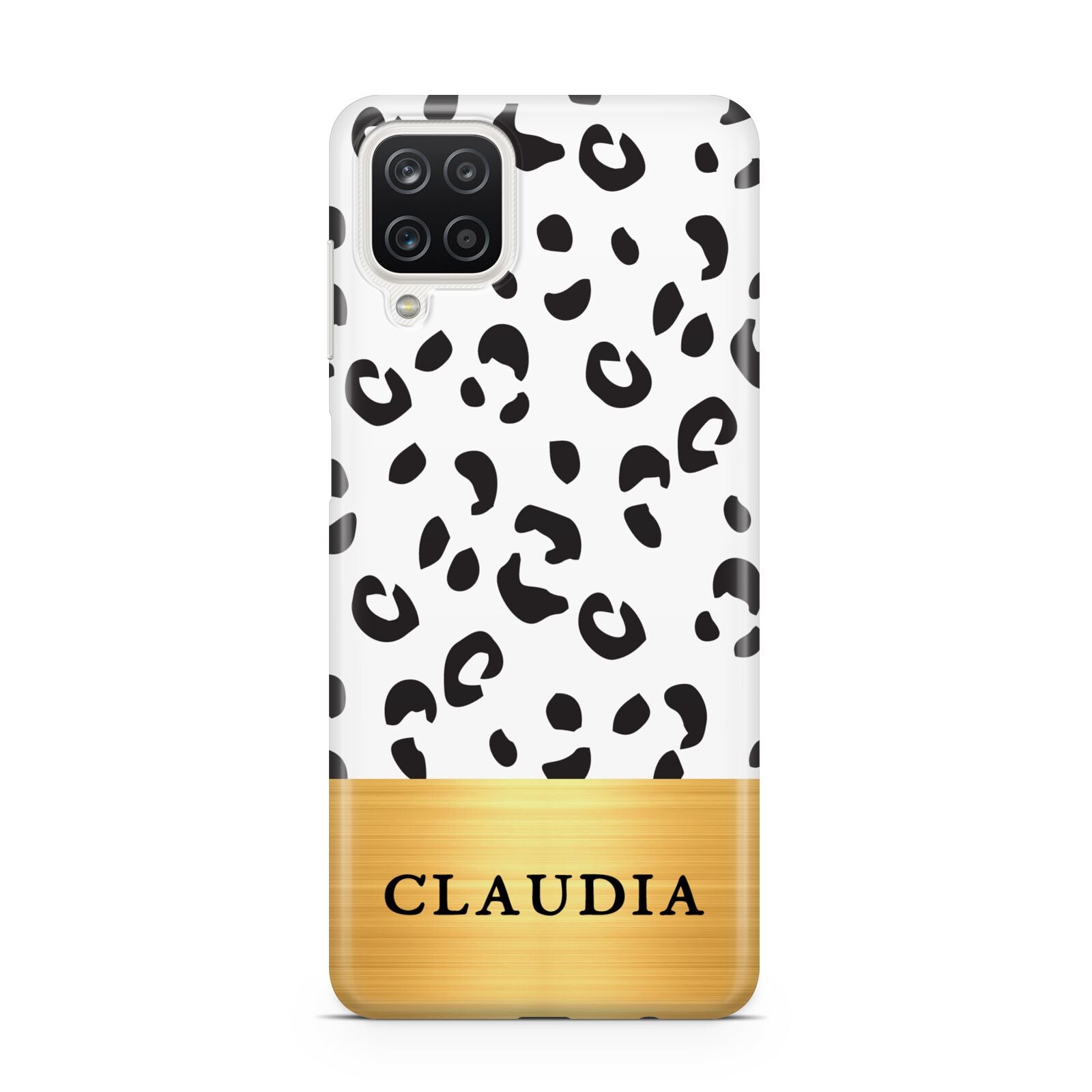 Personalised Animal Print Gold With Name Samsung A12 Case