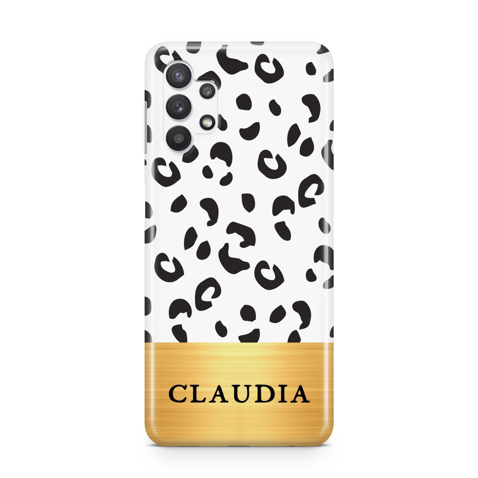 Personalised Animal Print Gold With Name Samsung A32 5G Case