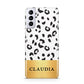 Personalised Animal Print Gold With Name Samsung S21 Plus Case