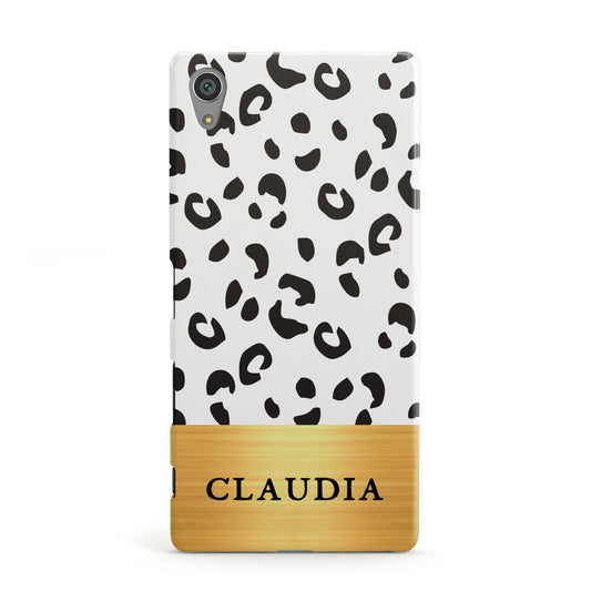 Personalised Animal Print Gold With Name Sony Xperia Case