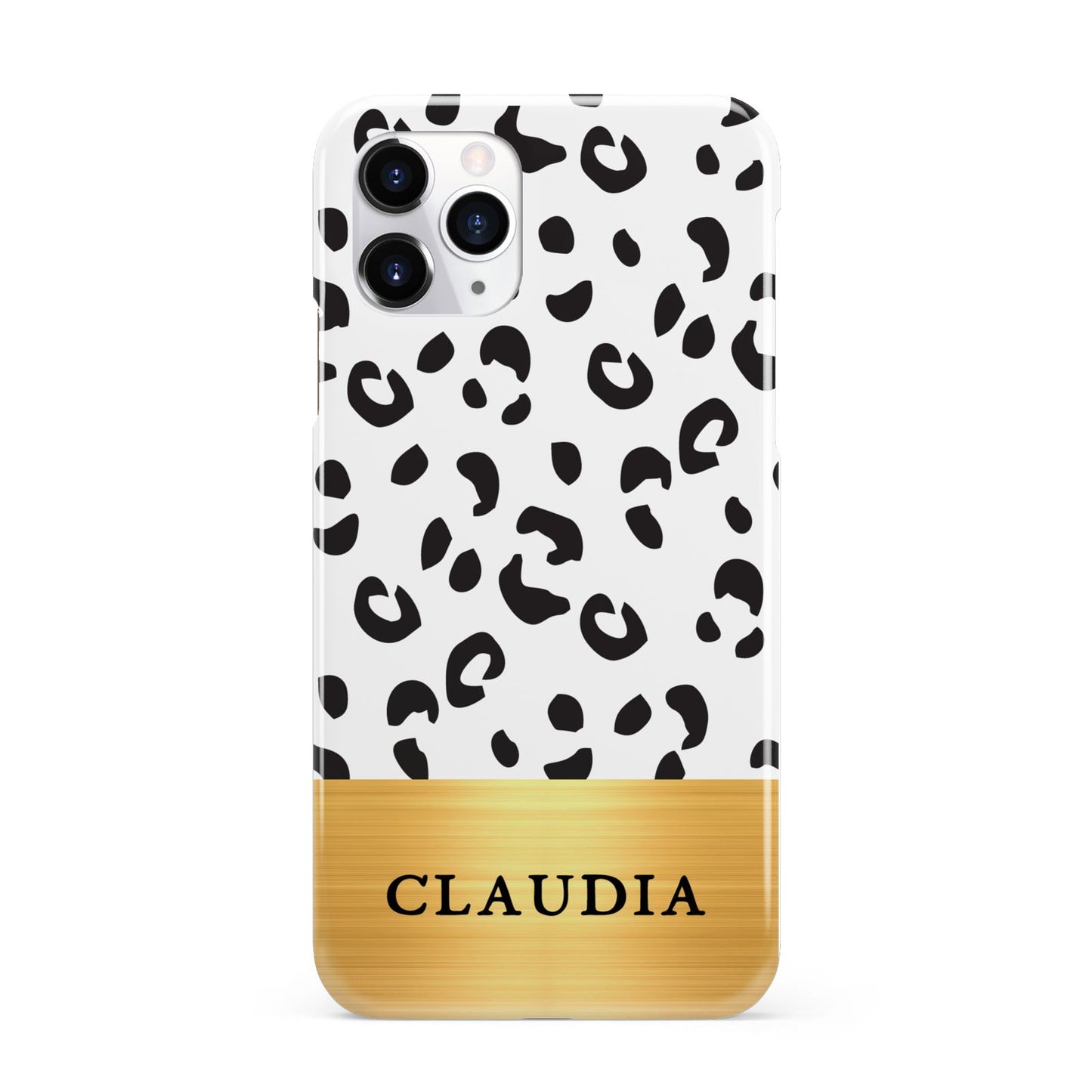 Personalised Animal Print Gold With Name iPhone 11 Pro 3D Snap Case