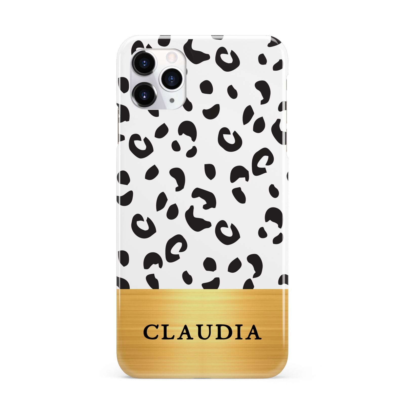 Personalised Animal Print Gold With Name iPhone 11 Pro Max 3D Snap Case