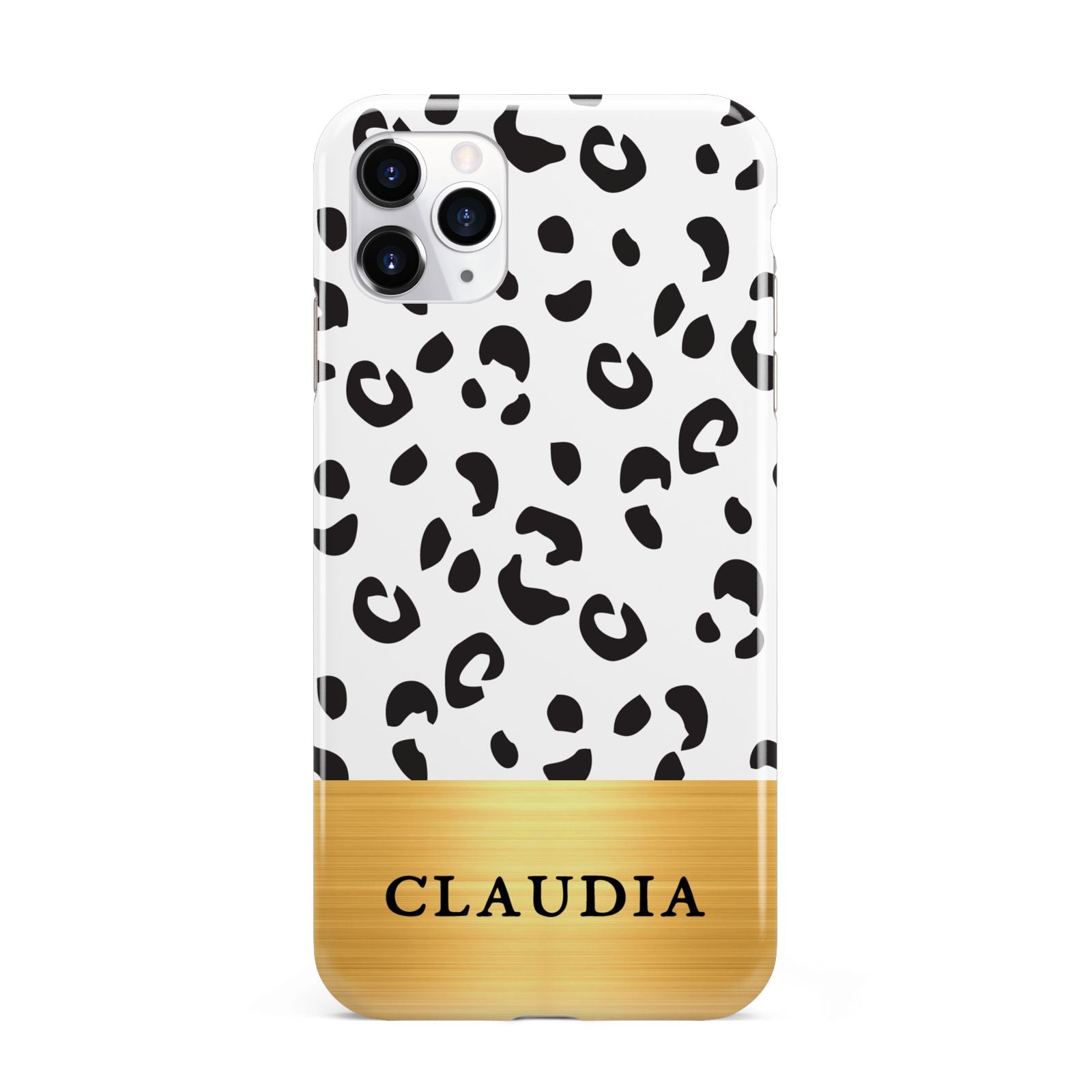 Personalised Animal Print Gold With Name iPhone 11 Pro Max 3D Tough Case