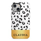 Personalised Animal Print Gold With Name iPhone 13 Mini Full Wrap 3D Tough Case
