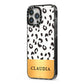 Personalised Animal Print Gold With Name iPhone 13 Pro Max Black Impact Case Side Angle on Silver phone