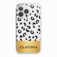Personalised Animal Print Gold With Name iPhone 13 Pro TPU Impact Case with White Edges