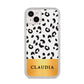 Personalised Animal Print Gold With Name iPhone 14 Plus Glitter Tough Case Starlight