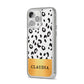 Personalised Animal Print Gold With Name iPhone 14 Pro Max Clear Tough Case Silver Angled Image