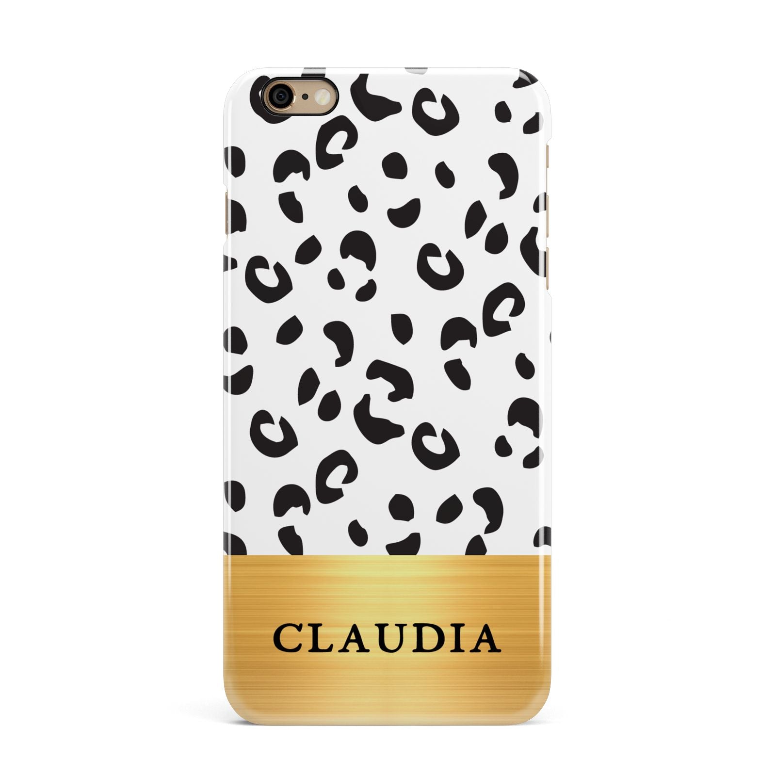 Personalised Animal Print Gold With Name iPhone 6 Plus 3D Snap Case on Gold Phone