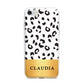 Personalised Animal Print Gold With Name iPhone 7 Bumper Case on Silver iPhone