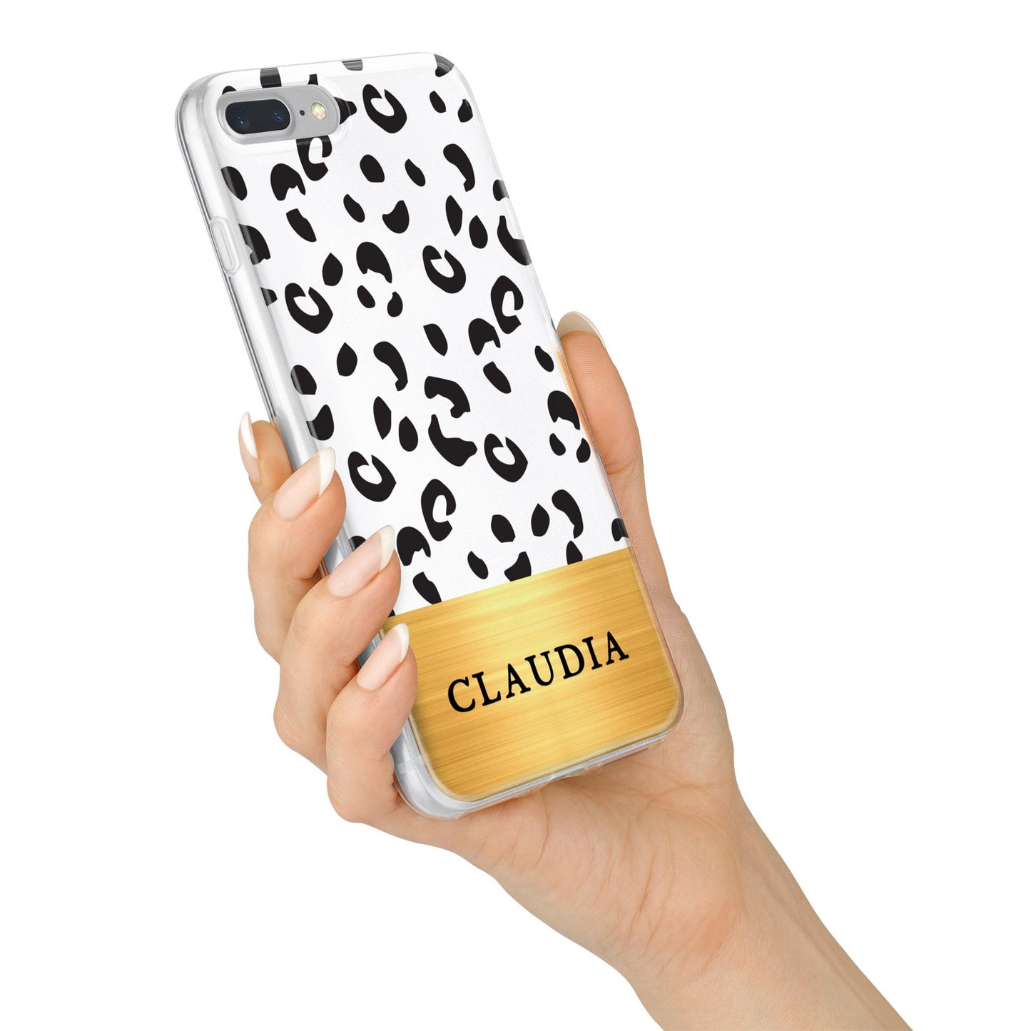 Personalised Animal Print Gold With Name iPhone 7 Plus Bumper Case on Silver iPhone Alternative Image