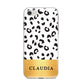 Personalised Animal Print Gold With Name iPhone 8 Bumper Case on Silver iPhone