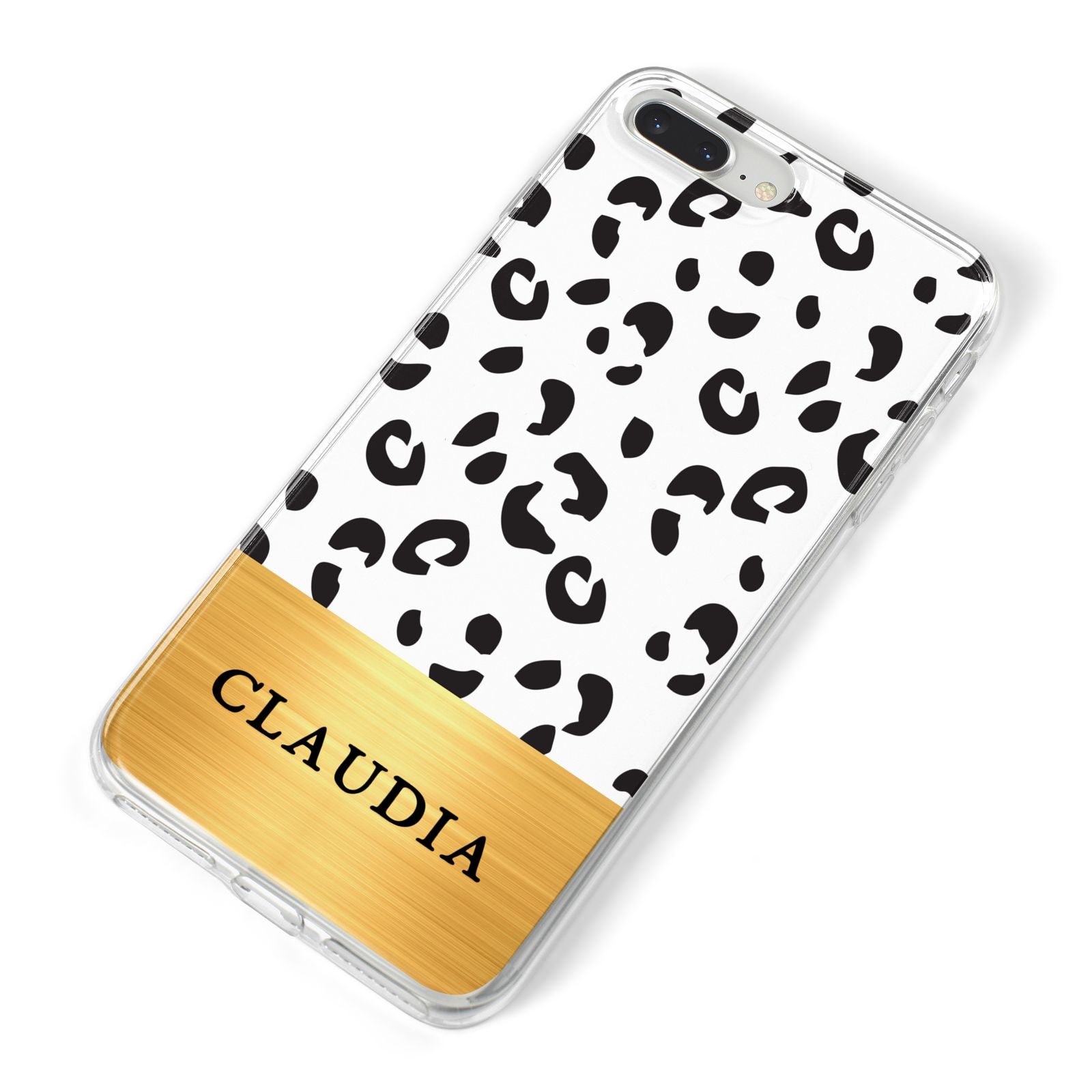 Personalised Animal Print Gold With Name iPhone 8 Plus Bumper Case on Silver iPhone Alternative Image