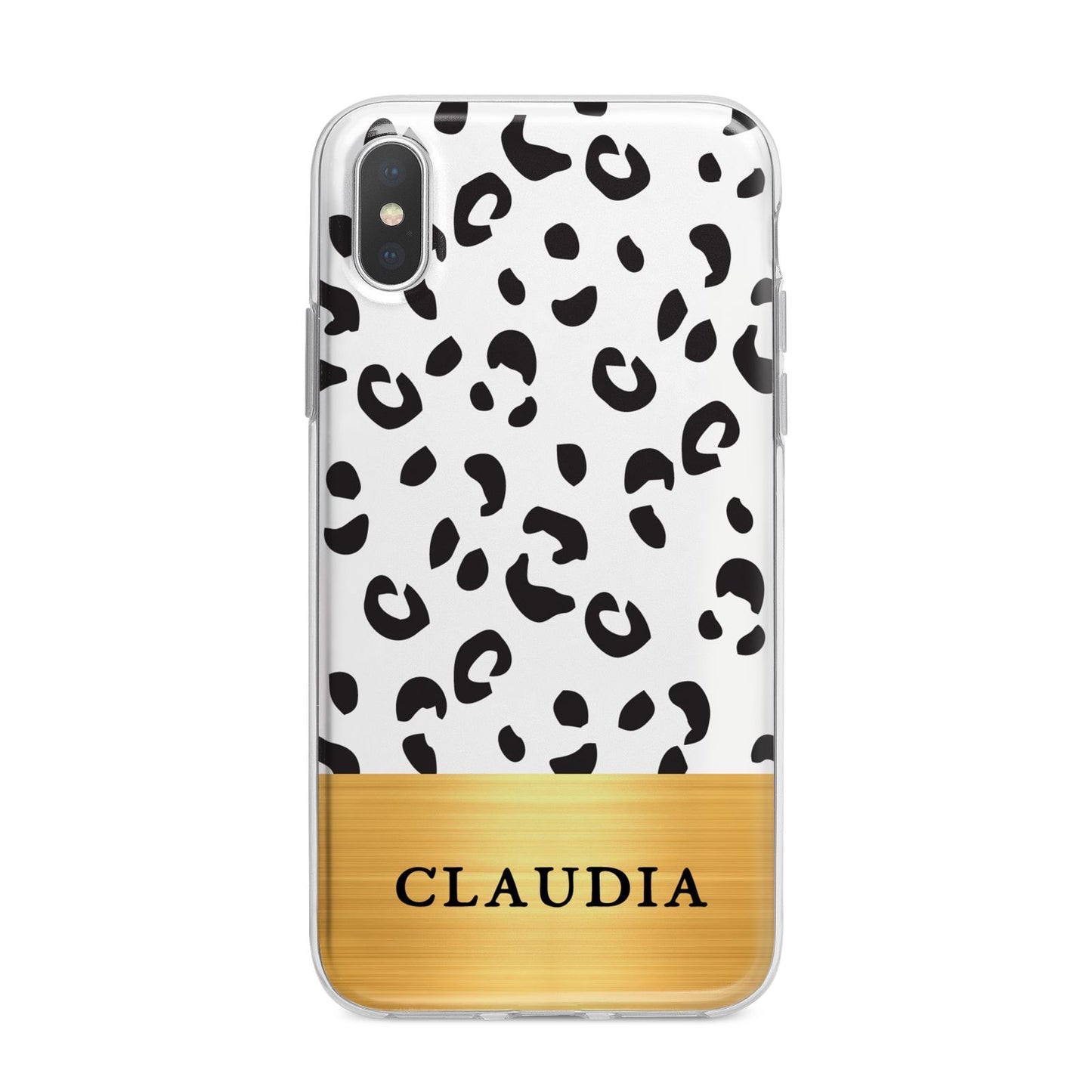 Personalised Animal Print Gold With Name iPhone X Bumper Case on Silver iPhone Alternative Image 1