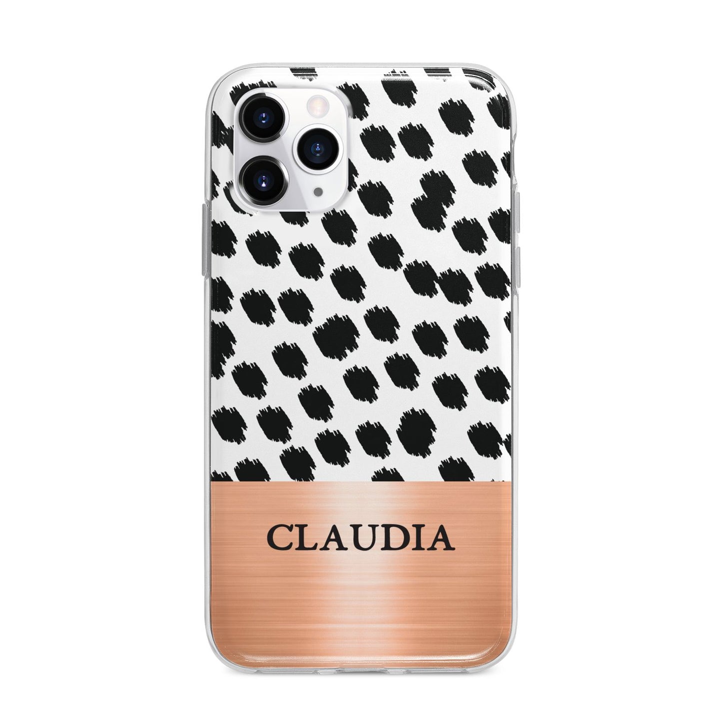 Personalised Animal Print Rose Gold Name Apple iPhone 11 Pro Max in Silver with Bumper Case