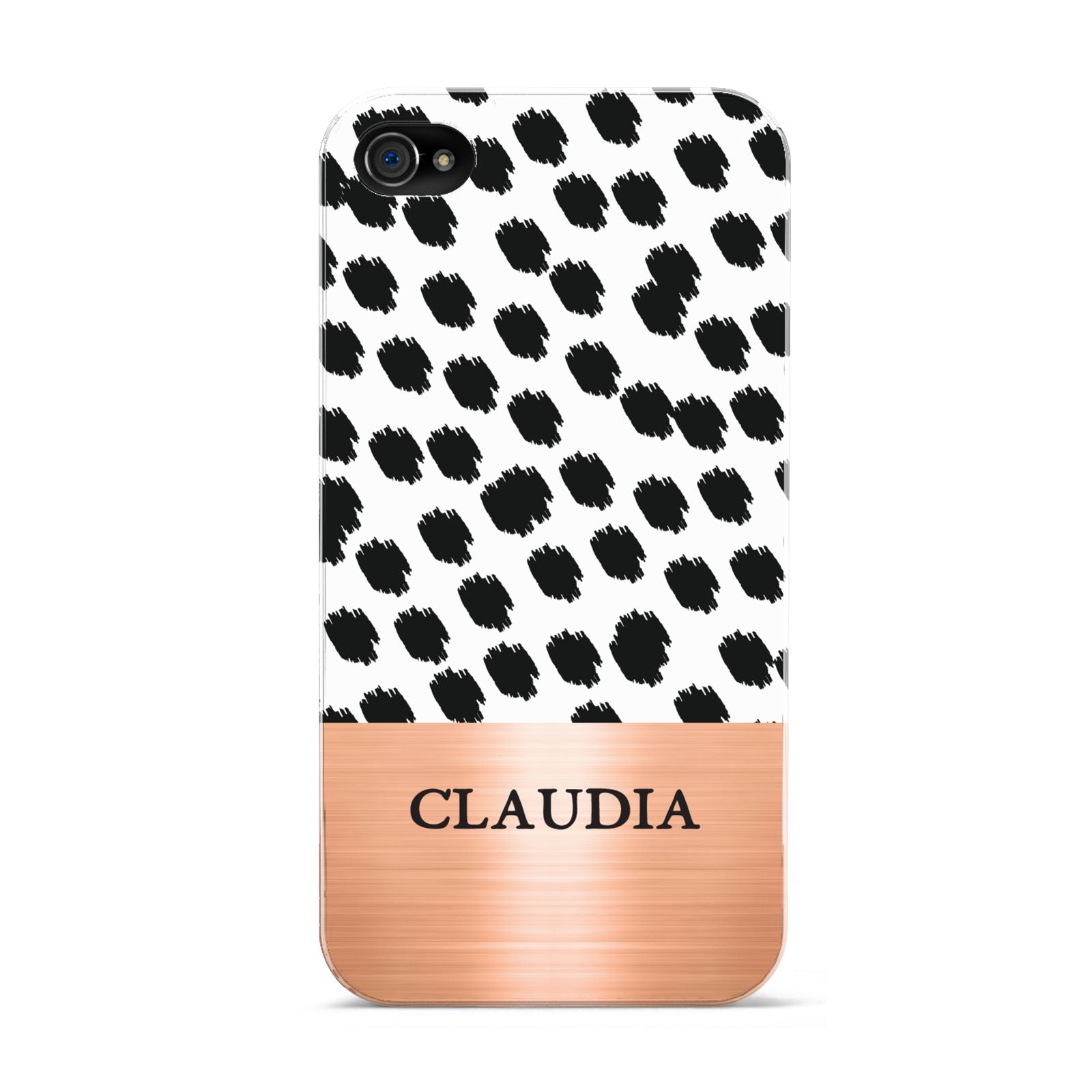 Personalised Animal Print Rose Gold Name Apple iPhone 4s Case