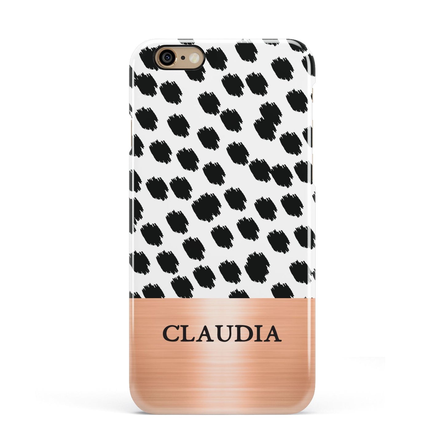 Personalised Animal Print Rose Gold Name Apple iPhone 6 3D Snap Case