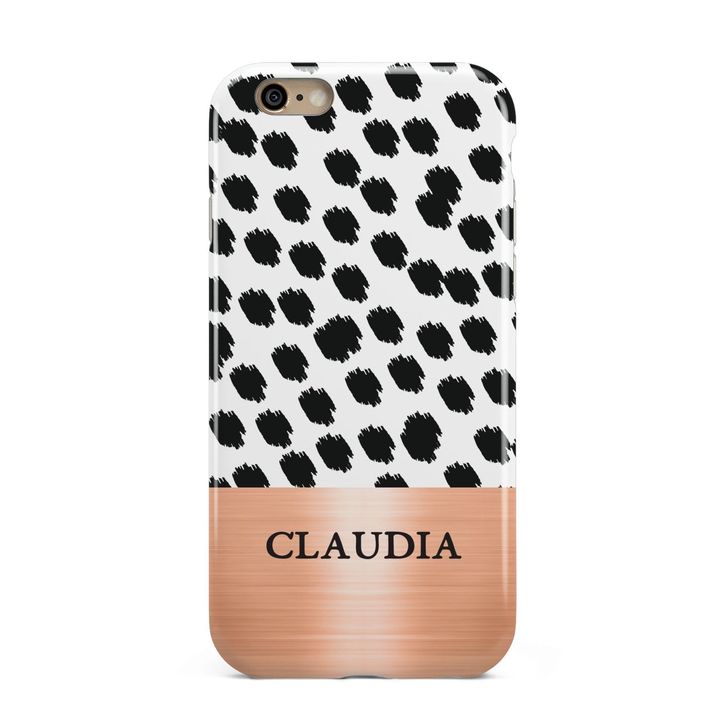 Personalised Animal Print Rose Gold Name Apple iPhone 6 3D Tough Case