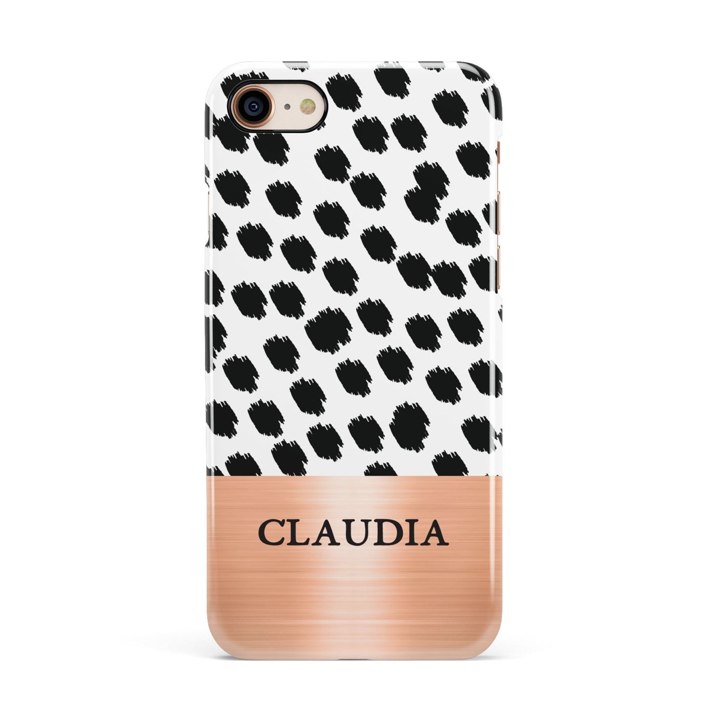 Personalised Animal Print Rose Gold Name Apple iPhone 7 8 3D Snap Case