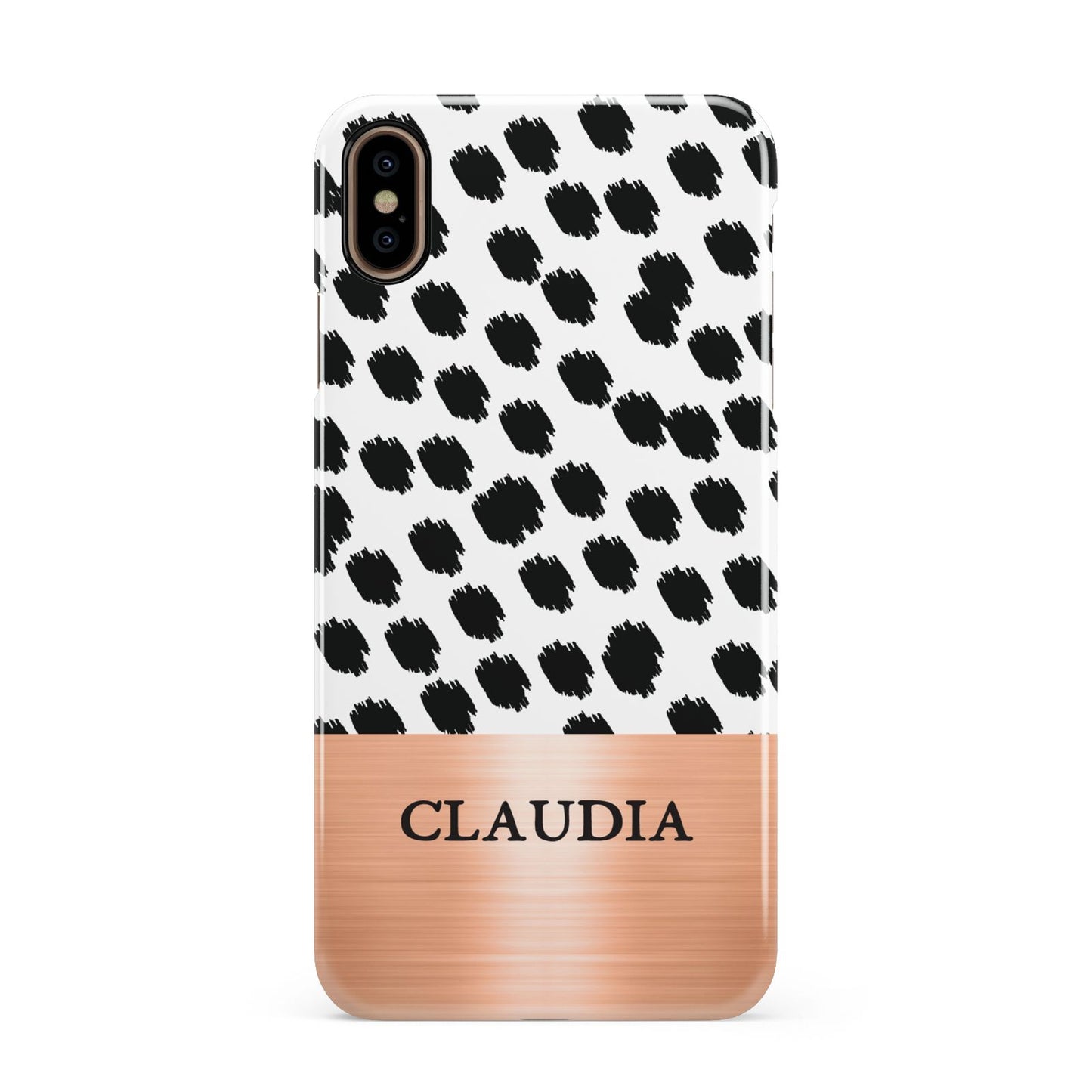 Personalised Animal Print Rose Gold Name Apple iPhone Xs Max 3D Snap Case