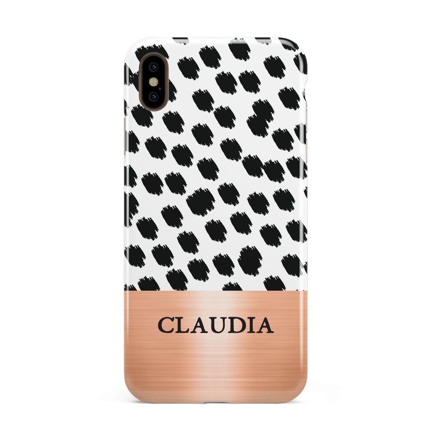 Personalised Animal Print Rose Gold Name Apple iPhone Xs Max 3D Tough Case
