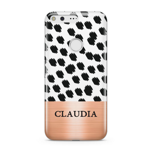 Personalised Animal Print Rose Gold Name Google Pixel Case