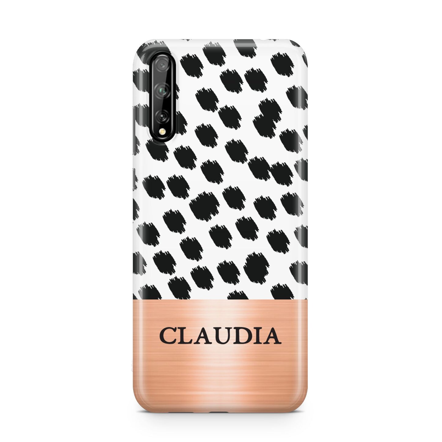 Personalised Animal Print Rose Gold Name Huawei Enjoy 10s Phone Case