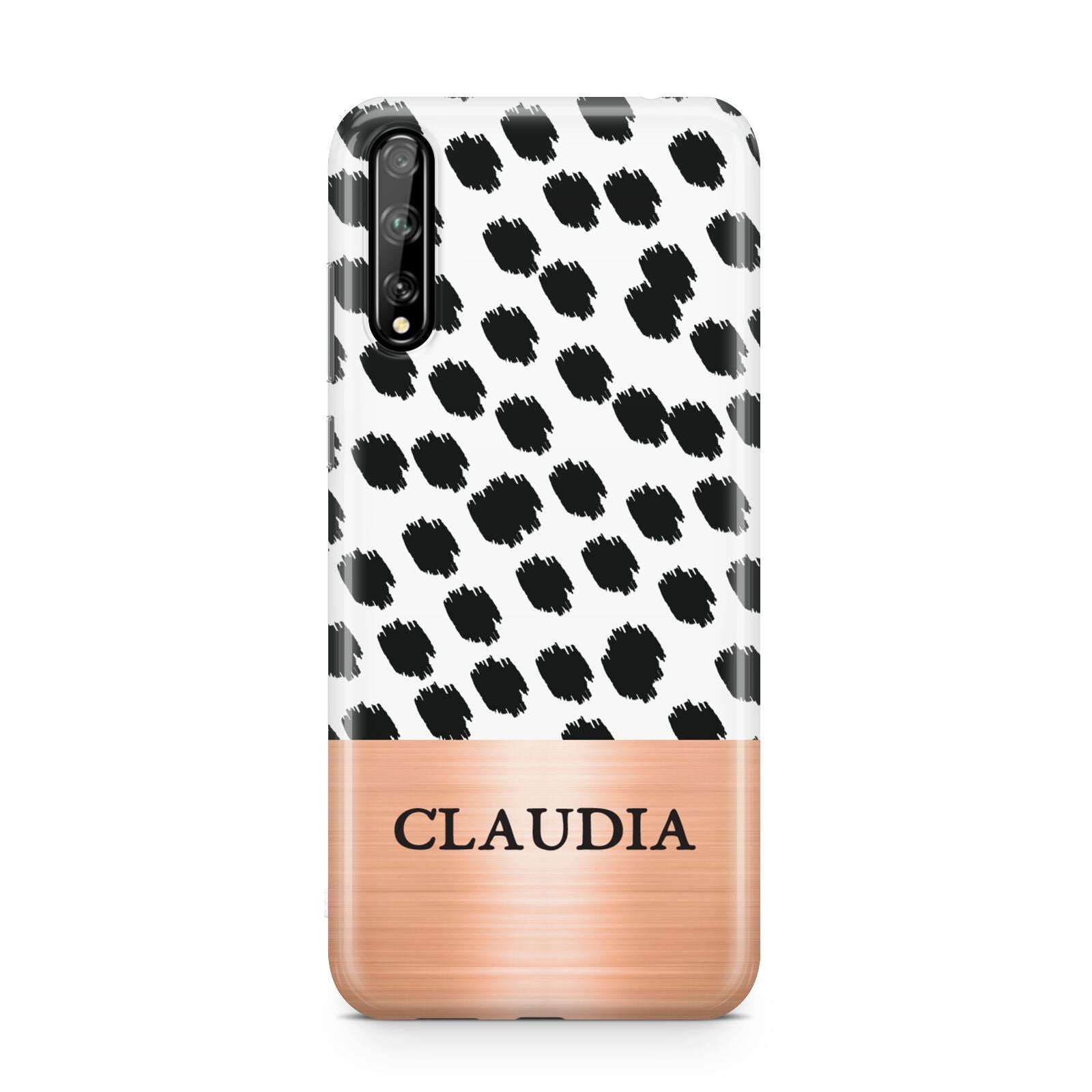 Personalised Animal Print Rose Gold Name Huawei Enjoy 10s Phone Case