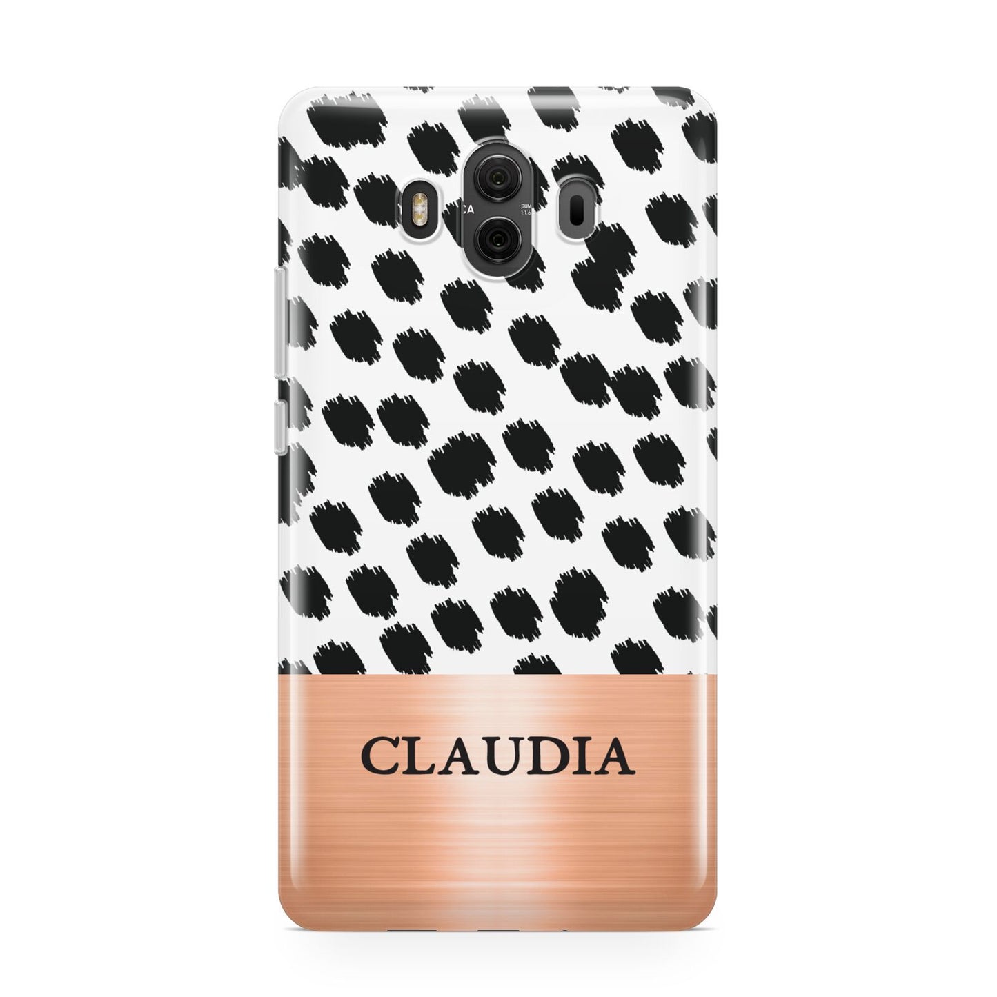Personalised Animal Print Rose Gold Name Huawei Mate 10 Protective Phone Case