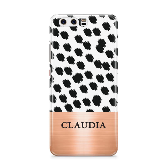Personalised Animal Print Rose Gold Name Huawei P10 Phone Case
