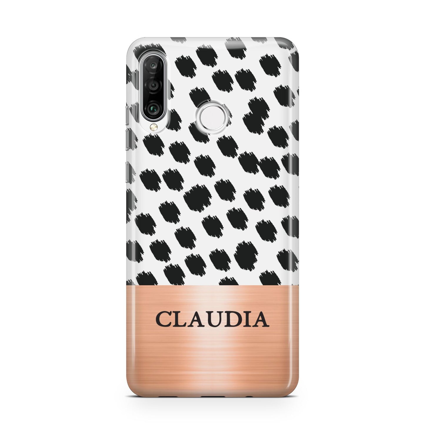 Personalised Animal Print Rose Gold Name Huawei P30 Lite Phone Case