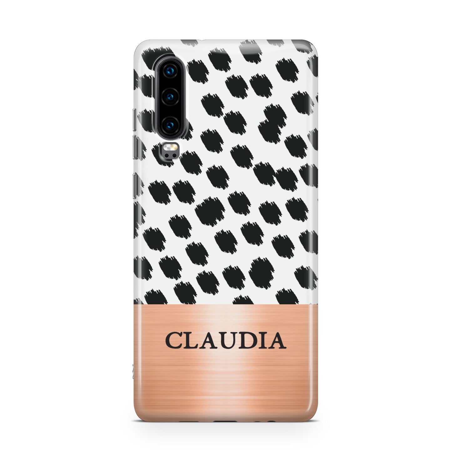 Personalised Animal Print Rose Gold Name Huawei P30 Phone Case