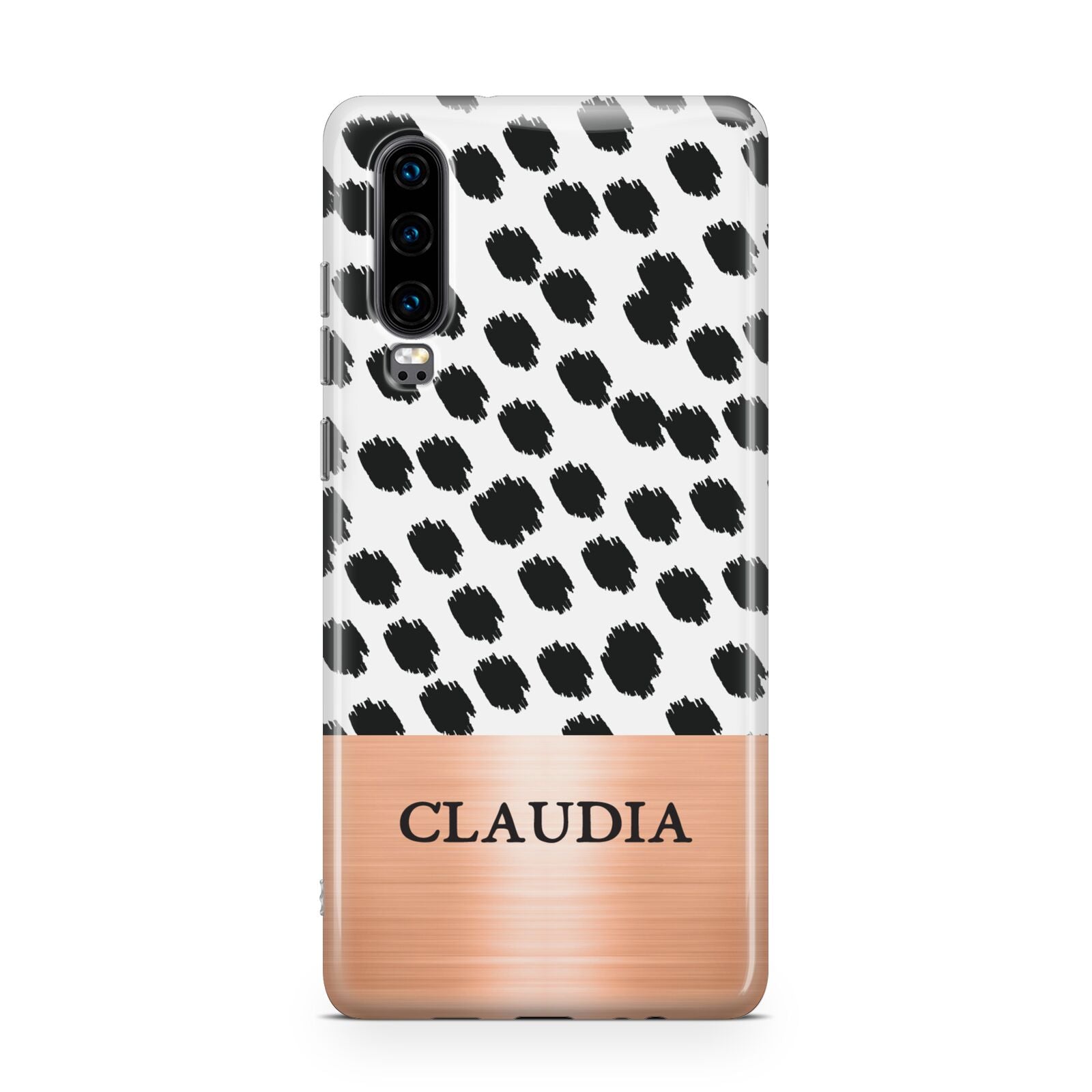 Personalised Animal Print Rose Gold Name Huawei P30 Phone Case
