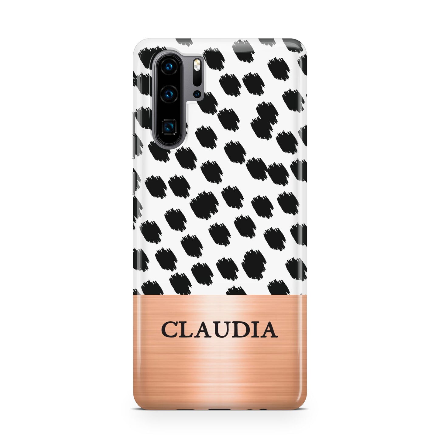 Personalised Animal Print Rose Gold Name Huawei P30 Pro Phone Case