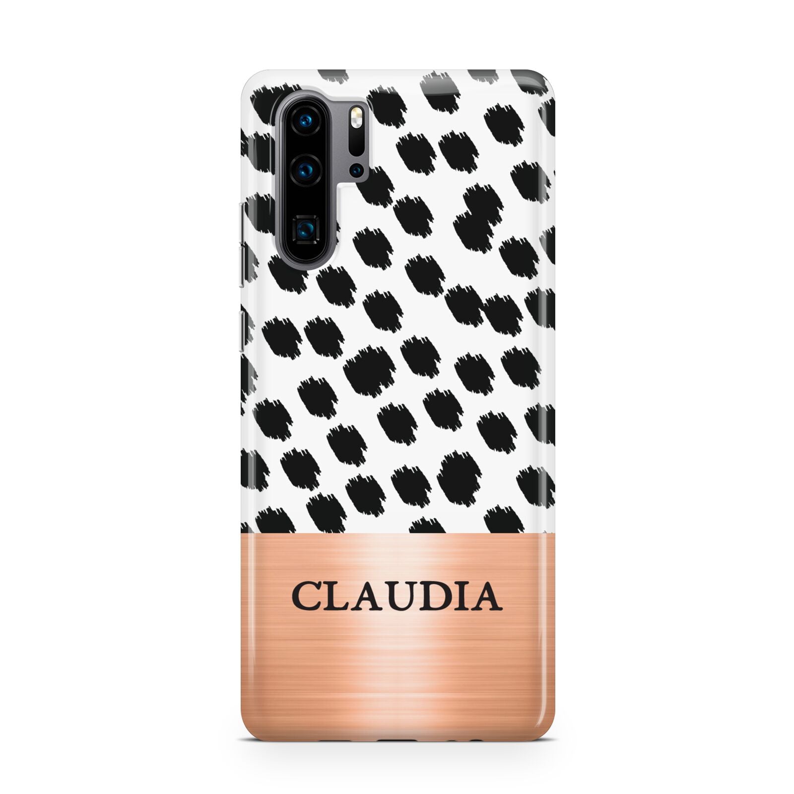 Personalised Animal Print Rose Gold Name Huawei P30 Pro Phone Case