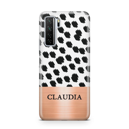 Personalised Animal Print Rose Gold Name Huawei P40 Lite 5G Phone Case