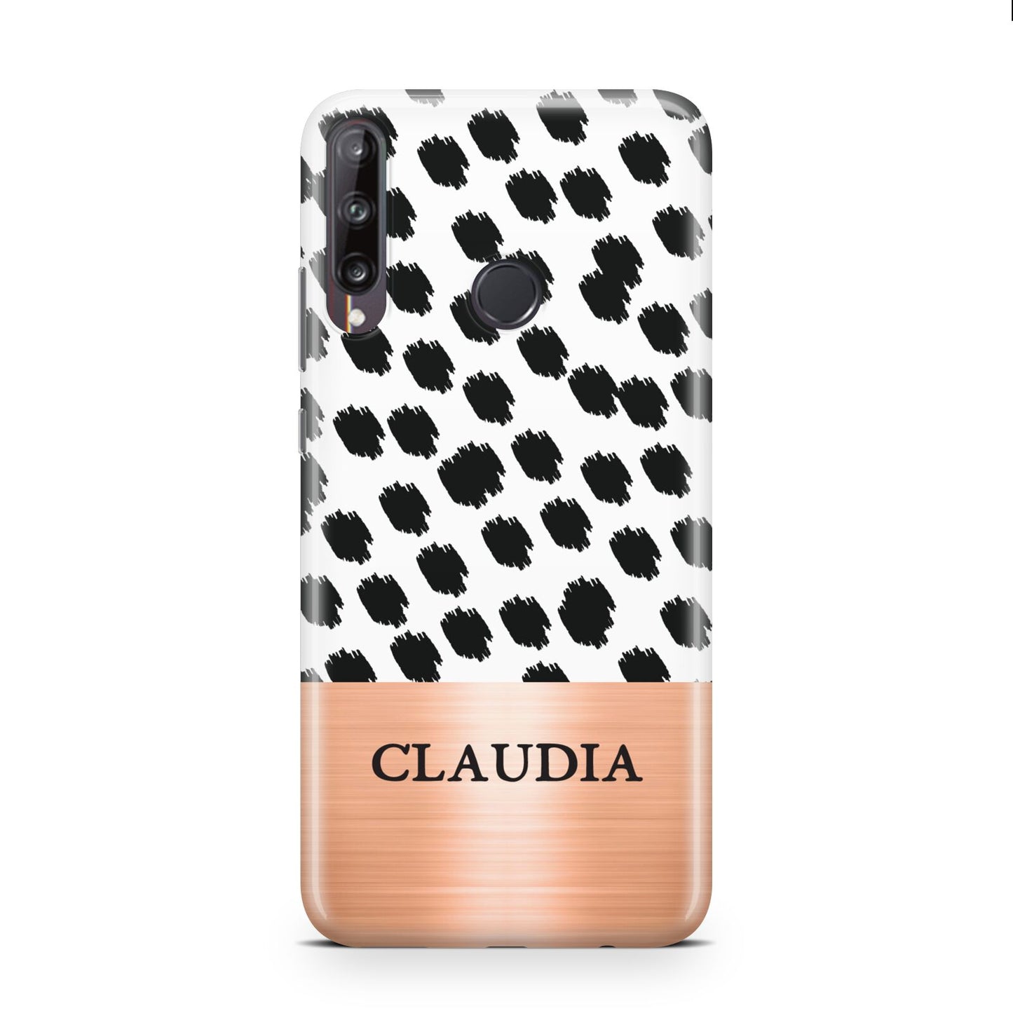 Personalised Animal Print Rose Gold Name Huawei P40 Lite E Phone Case