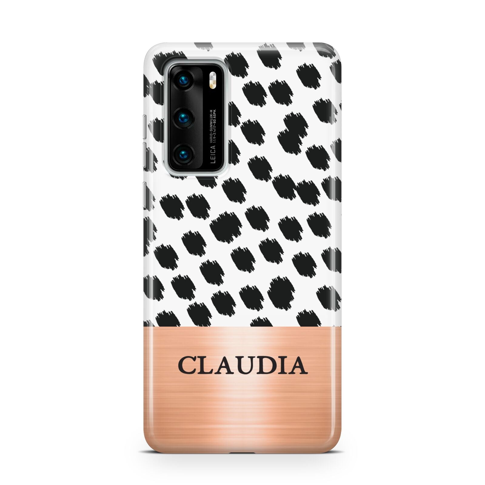 Personalised Animal Print Rose Gold Name Huawei P40 Phone Case