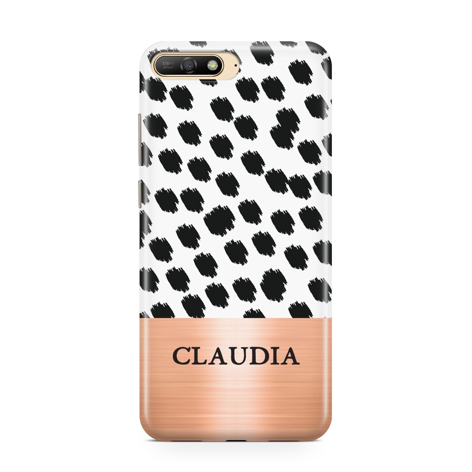 Personalised Animal Print Rose Gold Name Huawei Y6 2018