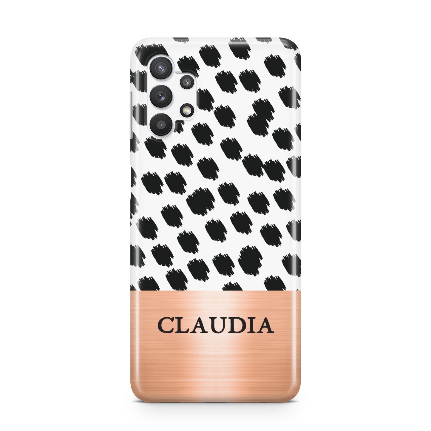 Personalised Animal Print Rose Gold Name Samsung A32 5G Case